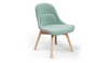 Bloom Beech Wood Office Chair by Quell Design – a modern Scandinavian-style chair with a smooth contoured seat upholstered in linen velvet and eco-friendly synthetic leather detailing. Featuring natural beech wood legs that provide strength and stability, this elegant and ergonomic chair combines minimalist design with lasting comfort. Perfect for collaborative workspaces, dining areas, and contemporary interiors seeking timeless simplicity and sustainability.