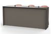 Skanfor Collaborative Breakfast Bar, reverse view of the modesty screen view, ebony wood external, mocha brown internal, single sided.
