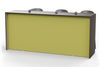 Skanfor Collaborative Breakfast Bar, reverse view of the modesty screen view, ebony wood external, olive green internal, single sided.