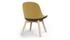 Bloom Beech Wood Office Chair by Quell Design – a modern Scandinavian-style chair with a smooth contoured seat upholstered in linen velvet and eco-friendly synthetic leather detailing. Featuring natural beech wood legs that provide strength and stability, this elegant and ergonomic chair combines minimalist design with lasting comfort. Perfect for collaborative workspaces, dining areas, and contemporary interiors seeking timeless simplicity and sustainability.