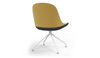 Bloom Scandinavian Inspired Office Chair by Quell Design – a modern Scandinavian-style chair with a contoured seat in linen velvet and eco-friendly synthetic leather, supported by Eiffel-style powder-coated aluminium legs. Elegant, ergonomic, and ideal for workspaces or leisure areas, embracing timeless simplicity and sustainable design.