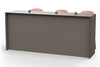 Skanfor Collaborative Breakfast Bar, reverse view of the modesty screen view, walnut wood external, mocha brown internal, single sided bar.