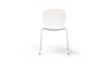 Aarhus Bistro Chair by Quell Design – a modern Scandinavian-style chair in white with a smooth moulded polypropylene seat and curved ergonomic backrest. Supported by slender black powder-coated steel legs, this minimalist and durable chair is perfect for collaborative office spaces, cafés, and contemporary dining areas, offering both comfort and timeless design.