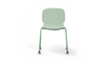 Aarhus Wheelie Chair by Quell Design — contemporary office chair with moulded polypropylene shell in morandi green finish, mounted on a set of smooth-glide swivel castors and a black powder-coated steel base. Ideal for dynamic work environments, home offices or collaborative spaces offering mobility, ergonomic comfort and Scandinavian minimalist style.