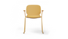 Aarhus Bistro Carver Stackable Chair by Quell Design – sculptural modern chair in ginger moulded polypropylene shell with integrated armrests and sleek electrostatic powder-coated steel frame. The ergonomic, contoured seat offers comfort while its stackable design makes it perfect for dynamic office, café or communal spaces.