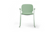 Aarhus Bistro Carver Stackable Chair by Quell Design – sculptural modern chair in morandi green moulded polypropylene shell with integrated armrests and sleek electrostatic powder-coated steel frame. The ergonomic, contoured seat offers comfort while its stackable design makes it perfect for dynamic office, café or communal spaces.