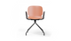 Aarhus Eiffel Arm Chair by Quell Design – a modern Scandinavian-style armchair in coral with a smooth moulded polypropylene shell, curved armrests, and a signature black Eiffel-style steel rod base. Perfect for collaborative office spaces, creative meeting corners, and minimalist interiors that value mobility, visual lightness, and contemporary design.