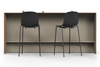 Skanfor Collaborative Breakfast Bar, front view showing the bar stools, oak wood external, warm grey internal, double-sided bar.