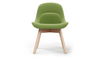 Bloom Beech Wood Office Chair by Quell Design – a modern Scandinavian-style chair with a smooth contoured seat upholstered in linen velvet and eco-friendly synthetic leather detailing. Featuring natural beech wood legs that provide strength and stability, this elegant and ergonomic chair combines minimalist design with lasting comfort. Perfect for collaborative workspaces, dining areas, and contemporary interiors seeking timeless simplicity and sustainability.