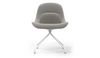 Bloom Scandinavian Inspired Office Chair by Quell Design – a modern Scandinavian-style chair with a contoured seat in linen velvet and eco-friendly synthetic leather, supported by Eiffel-style powder-coated aluminium legs. Elegant, ergonomic, and ideal for workspaces or leisure areas, embracing timeless simplicity and sustainable design.