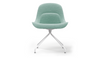 Bloom Scandinavian Inspired Office Chair by Quell Design – a modern Scandinavian-style chair with a contoured seat in linen velvet and eco-friendly synthetic leather, supported by Eiffel-style powder-coated aluminium legs. Elegant, ergonomic, and ideal for workspaces or leisure areas, embracing timeless simplicity and sustainable design.
