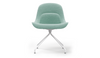 Bloom Scandinavian Inspired Office Chair by Quell Design – a modern Scandinavian-style chair with a contoured seat in linen velvet and eco-friendly synthetic leather, supported by Eiffel-style powder-coated aluminium legs. Elegant, ergonomic, and ideal for workspaces or leisure areas, embracing timeless simplicity and sustainable design.