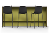 Skanfor Collaborative Breakfast Bar, reverse view of the modesty screen view, walnut wood external, olive green internal, single sided bar.
