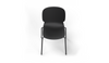 Aarhus Bistro Chair by Quell Design – a modern Scandinavian-style chair in black with a smooth moulded polypropylene seat and curved ergonomic backrest. Supported by slender black powder-coated steel legs, this minimalist and durable chair is perfect for collaborative office spaces, cafés, and contemporary dining areas, offering both comfort and timeless design.