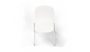Aarhus Bistro Chair by Quell Design – a modern Scandinavian-style chair in white with a smooth moulded polypropylene seat and curved ergonomic backrest. Supported by slender black powder-coated steel legs, this minimalist and durable chair is perfect for collaborative office spaces, cafés, and contemporary dining areas, offering both comfort and timeless design.