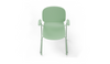 Aarhus Bistro Carver Stackable Chair by Quell Design – sculptural modern chair in morandi green moulded polypropylene shell with integrated armrests and sleek electrostatic powder-coated steel frame. The ergonomic, contoured seat offers comfort while its stackable design makes it perfect for dynamic office, café or communal spaces.