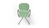 Aarhus Eiffel Arm Chair by Quell Design – a modern Scandinavian-style armchair in morandi green with a smooth moulded polypropylene shell, curved armrests, and a signature black Eiffel-style steel rod base. Perfect for collaborative office spaces, creative meeting corners, and minimalist interiors that value mobility, visual lightness, and contemporary design.