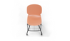 Aarhus Eiffel Chair V2 by Quell Design — a task/education chair in coral with a contoured moulded polypropylene seat, smooth-rolling four-wheel base and metal mesh storage under the seat. Designed for classrooms or offices, it offers ergonomic support, mobility and organised practicality for learning and working environments.