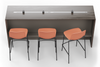 Skanfor Collaborative Breakfast Bar, top view showing the power rail, ebony wood external, mocha brown internal, single sided.