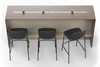 Skanfor Collaborative Breakfast Bar, top view showing the power rail, of the walnut wood external, warm grey internal, single sided.